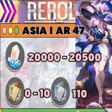 【Asia | 280+ Draws | TL47+】Jade + 20000-20500 Stellar Jade + Rail Pass 110 + Star Rail Special 0-10 + Departure Warp uncleared (50/50) | Female | Starter Account | Reroll