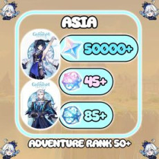 【Asia】Yelan Neuvillette+Random five-star character | 50000+ Primogems + 45-55 IF +AR40+