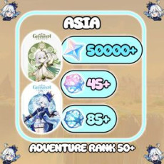 【Asia】Nahida Furina+Random five-star character | 50000+ Primogems + 45-55 IF +AR40+