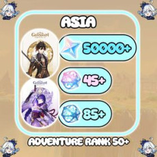 【Asia】Zhongli Raiden+Random five-star character | 50000+ Primogems + 45-55 IF +AR40+