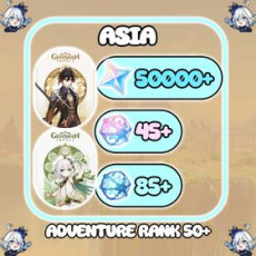 【Asia】Zhongli Nahida+Random five-star character | 50000+ Primogems + 45-55 IF +AR40+