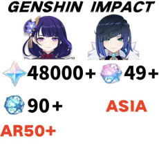 Asia|AR50+|Raiden+Yelan|2 5-star characters|primogems：48000  Acquaint Fate：90+  Acquaint Fate:49+|Diona|Dolly|Kuki Shinobu|Kujo Sara|Linette|Ningguang|Noelle*1|Sugar|Goro*1|Xiawolei|Xingqiu|Yanfei|Yaoyao|Chongyun*1|No birthday set, no email bound|can log 