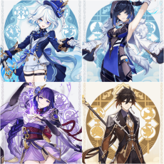 Asia|AR10|Furina+Yelan+Raiden+Zhongli|4 5-star characters|8-15 four-star characters|No birthday set, no email bound|Able to explore 100%|can log in normally immediately|Genshin Impact