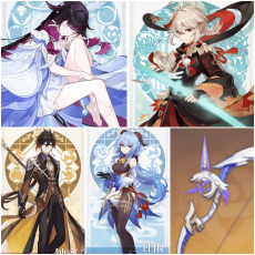 Asia|AR10|Columbina Hyposelenia+Kazuha+Zhongli+Ganyu+Amos' Bow|4 5-star characters|8-15 four-star characters|No birthday set, no email bound|Able to explore 100%|can log in normally immediately|Genshin Impact