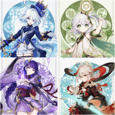 Asia|AR10|Furina+Nahida+Raiden+Kazuha|4 5-star characters|8-15 four-star characters|No birthday set, no email bound|Able to explore 100%|can log in normally immediately|Genshin Impact