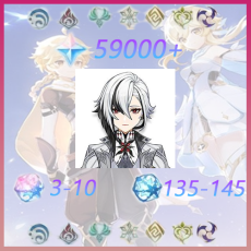 Asia| Arlecchino | Primogem:59000 | Acquaint Fate:135-145 | Intertwined Fate:3 - 10 | Email bound | MC Random